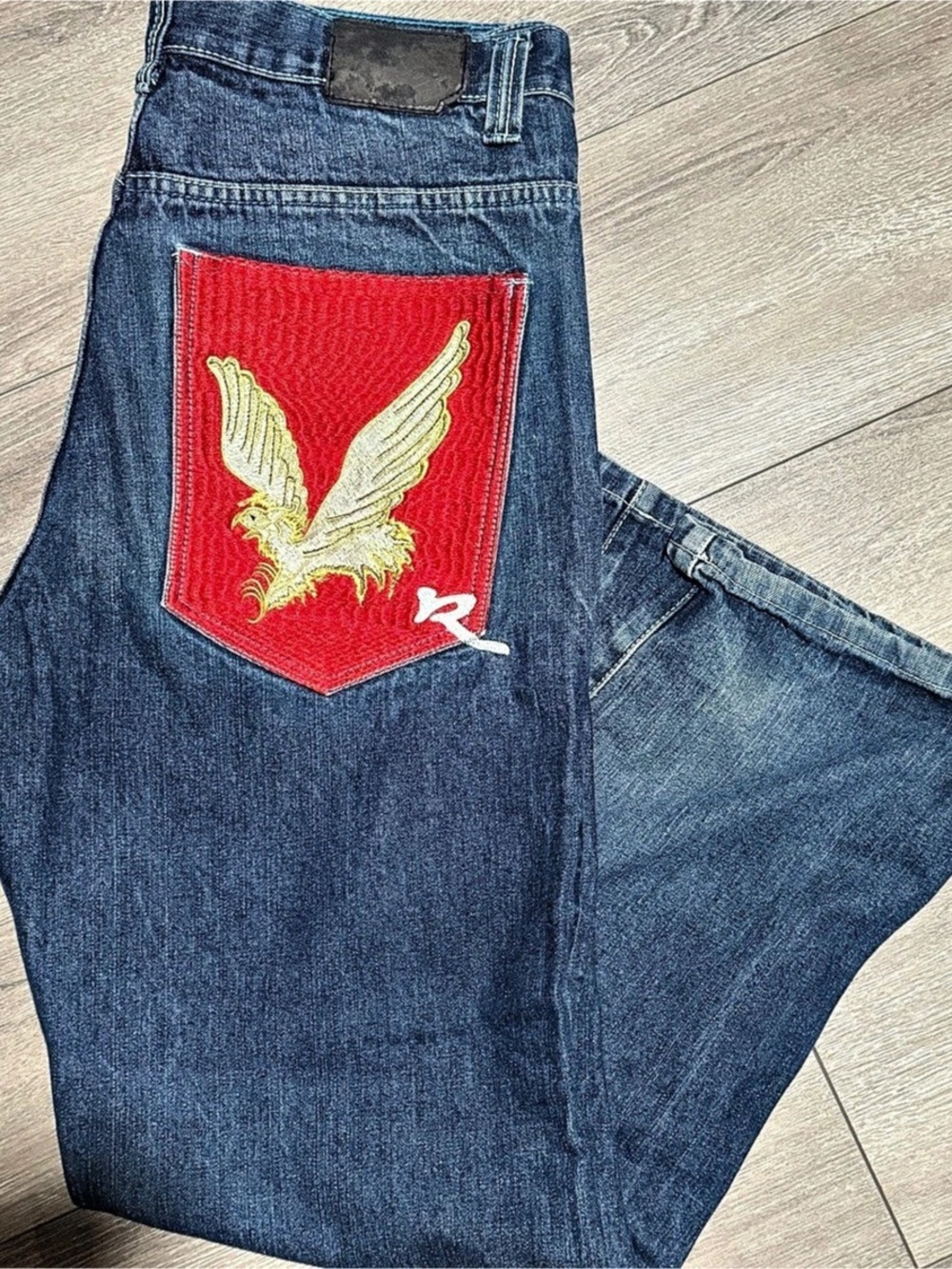 Roca Wear Straight Leg Embroidered Jeans Waist 38